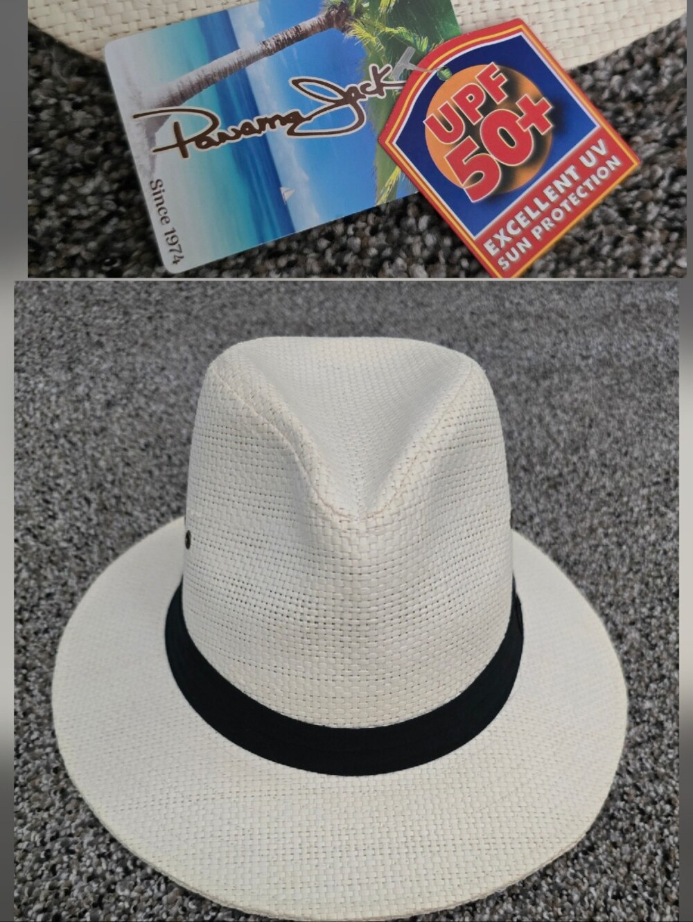 NWT Panama Jack Original Matte Straw Safari Sun Hat UPF 50+ Size Medium